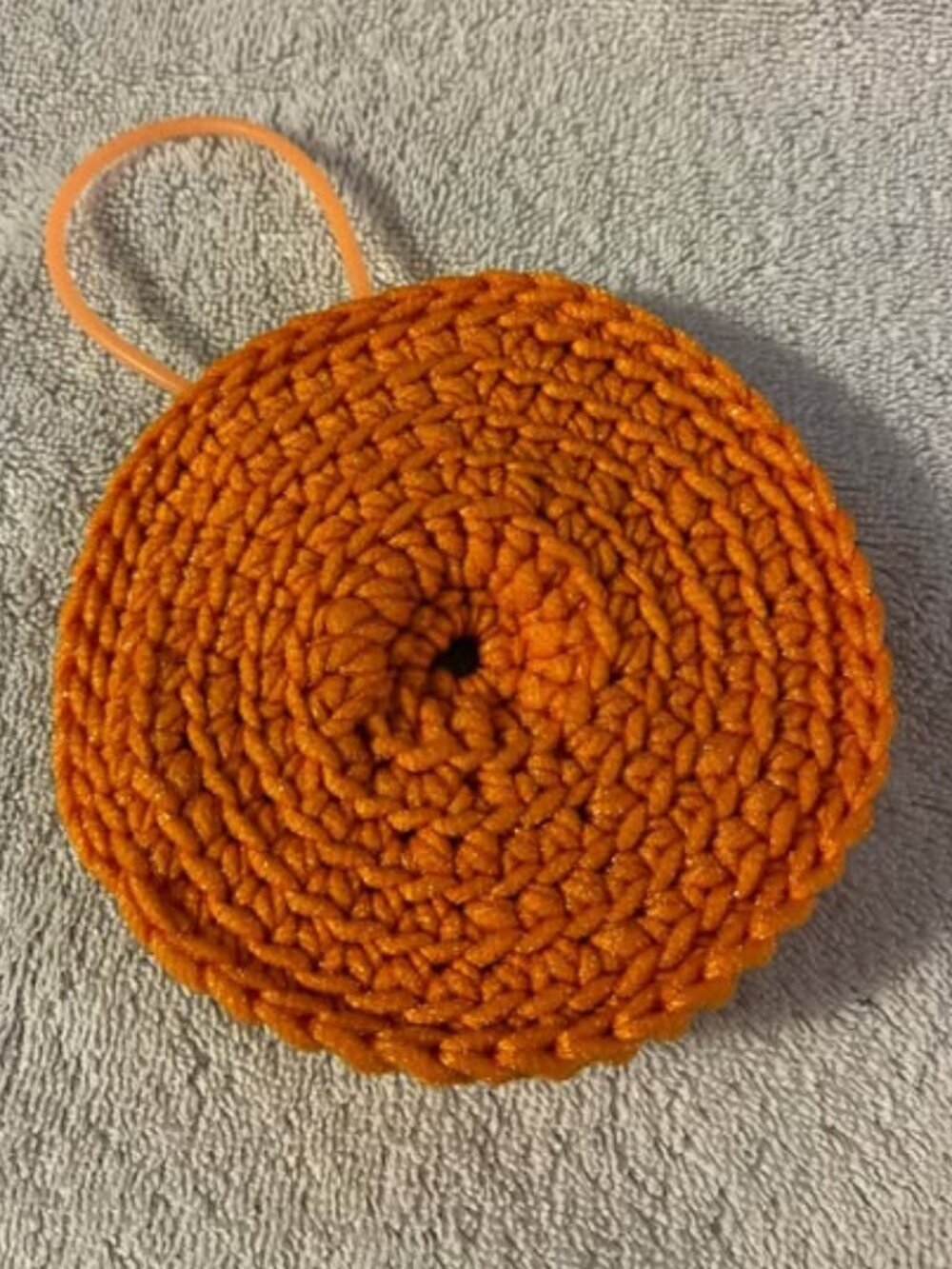 Body Exfoliator - Orange - Washable - Made w/Scrubology Yarn (Designed for dishe